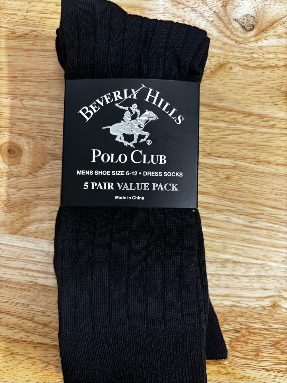Beverly Hills Polo Club Black Ribbed Men's Dress Socks - 5 Pack